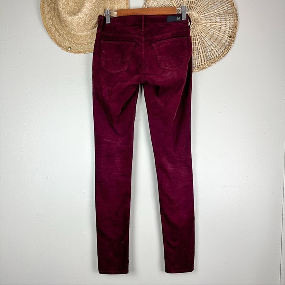 AG The Legging Ankle Super Skinny Corduroy Suede Burgundy Jeans - Picture 8 of 16